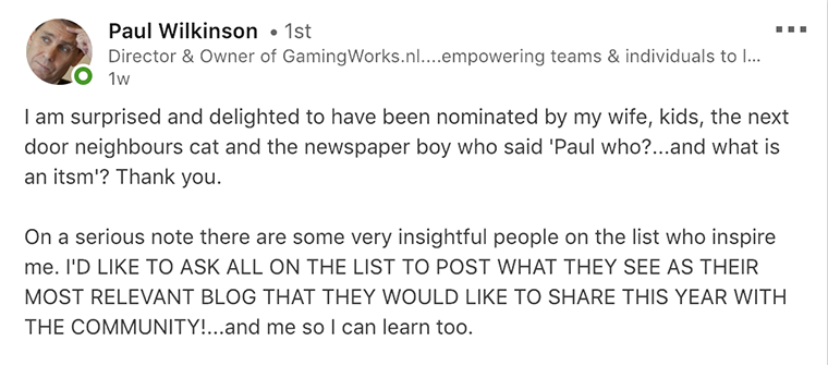 Paul Wilkinson, HDI Top 25